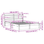 Sengeramme Med Hodegavl Hvit 150X200 Cm Heltre Furu