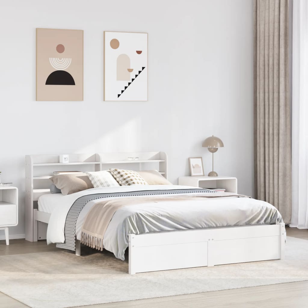 Sengeramme Med Hodegavl Hvit 150X200 Cm Heltre Furu