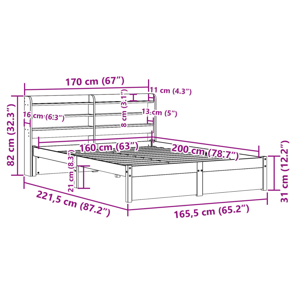 Sengeramme Med Hodegavl 160X200 Cm Heltre Furu