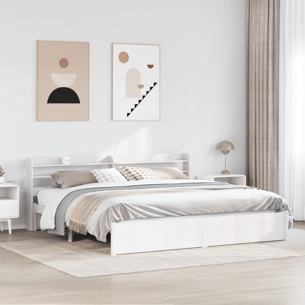 Sengeramme Med Hodegavl Hvit 180X200 Cm Heltre Furu