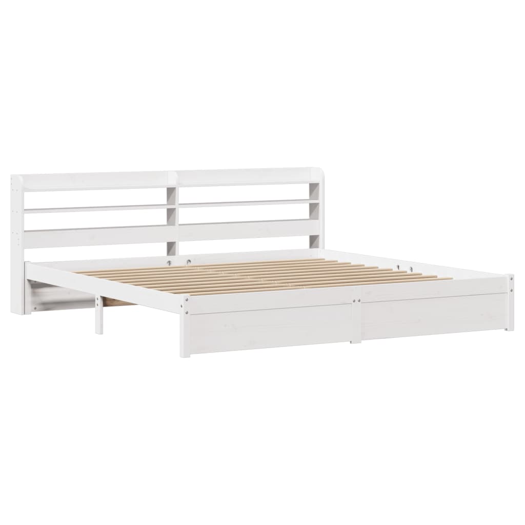 Sengeramme Med Hodegavl Hvit 200X200 Cm Heltre Furu