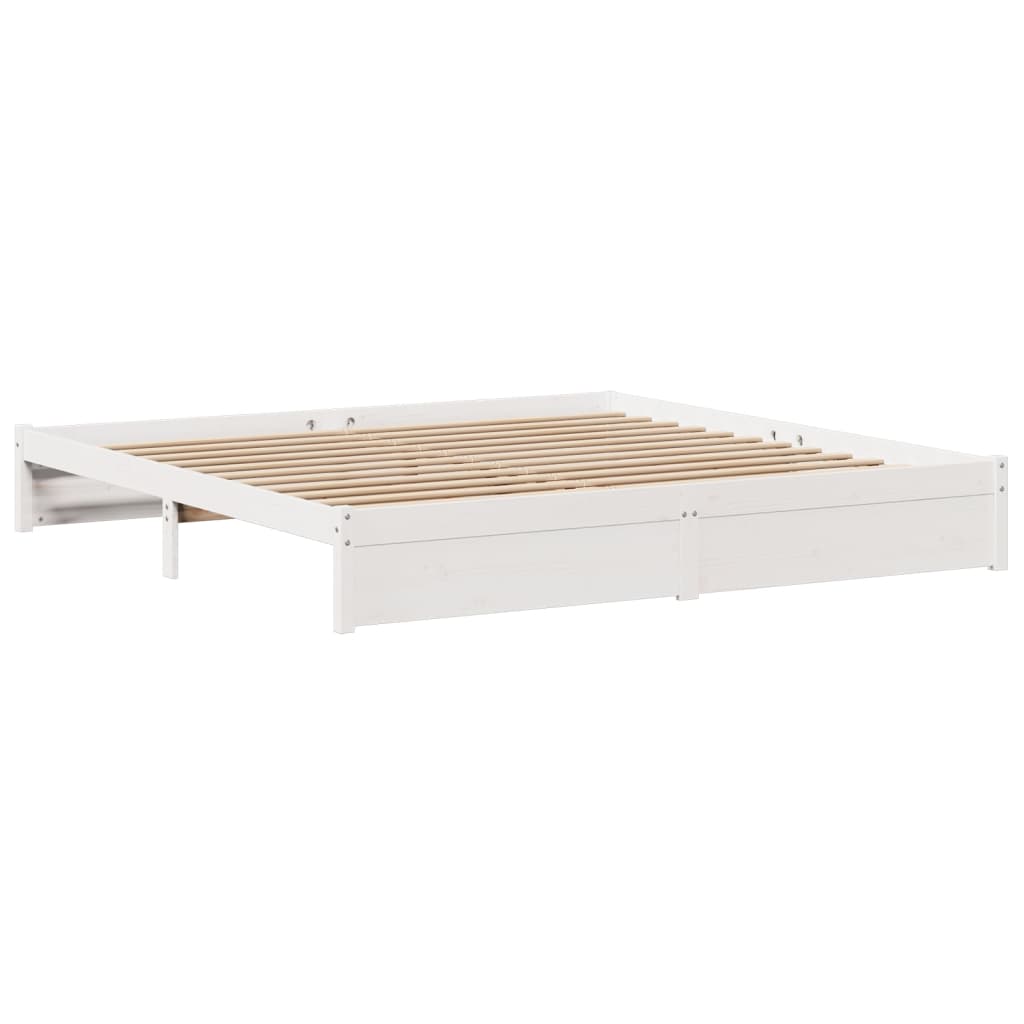 Sengeramme Med Hodegavl Hvit 200X200 Cm Heltre Furu
