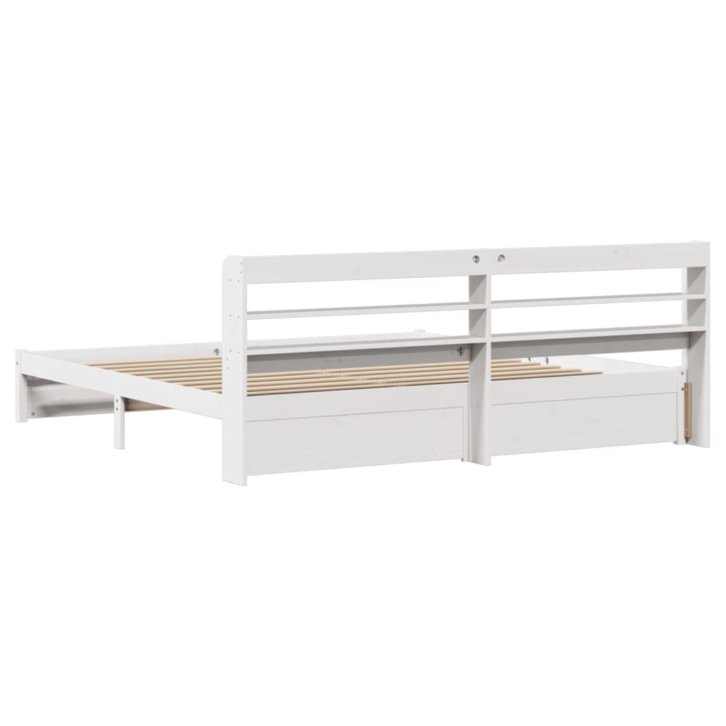 Sengeramme Med Hodegavl Hvit 200X200 Cm Heltre Furu