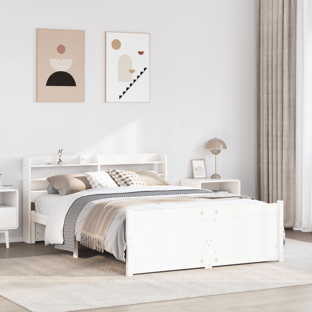 Sengeramme Med Hodegavl Hvit 140X200 Cm Heltre Furu