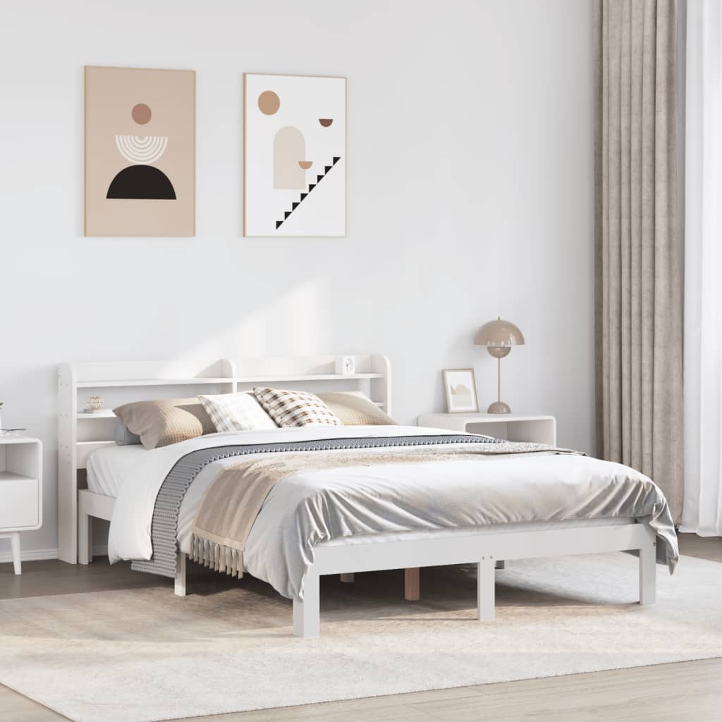 Sengeramme Med Hodegavl Hvit 160X200 Cm Heltre Furu