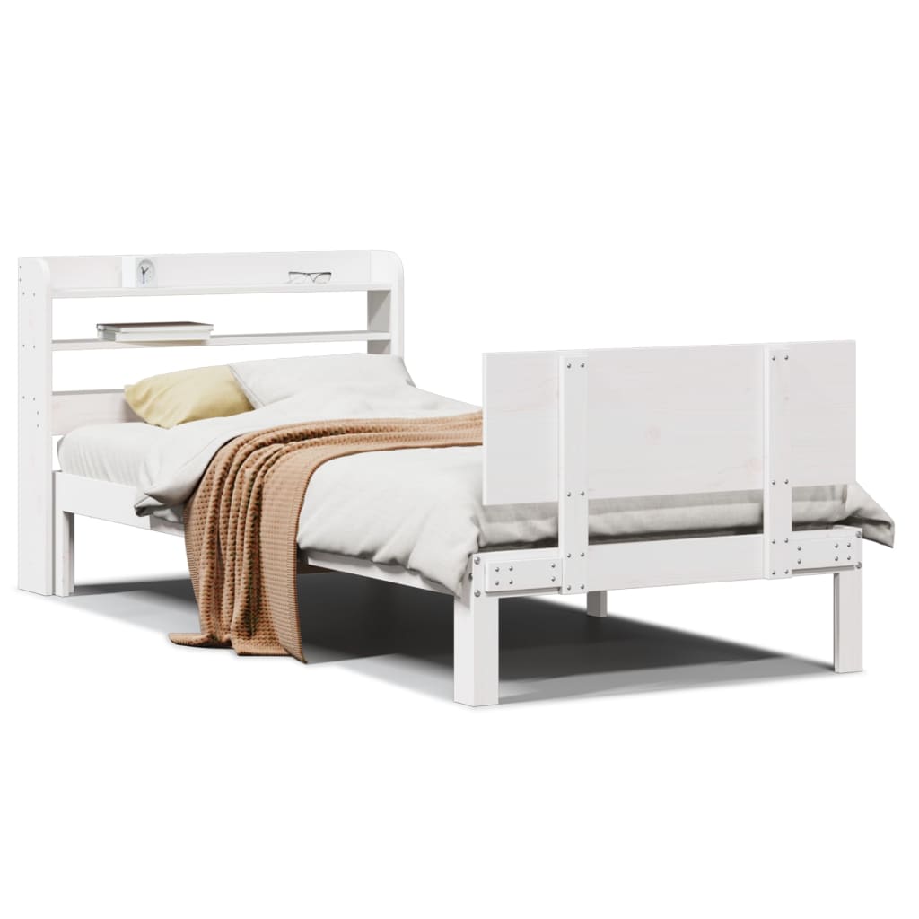 Sengeramme Med Hodegavl Hvit 100X200 Cm Heltre Furu
