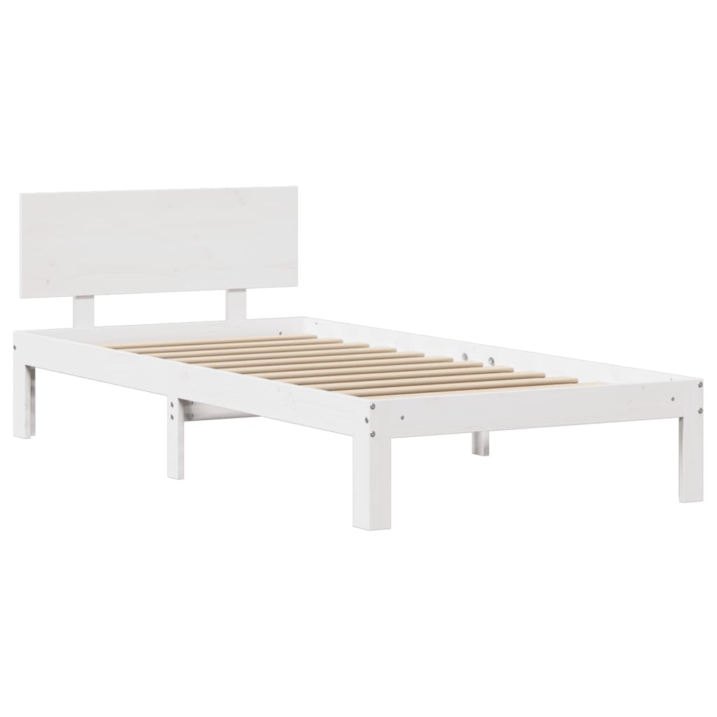 Sengeramme Med Hodegavl Hvit 100X200 Cm Heltre Furu