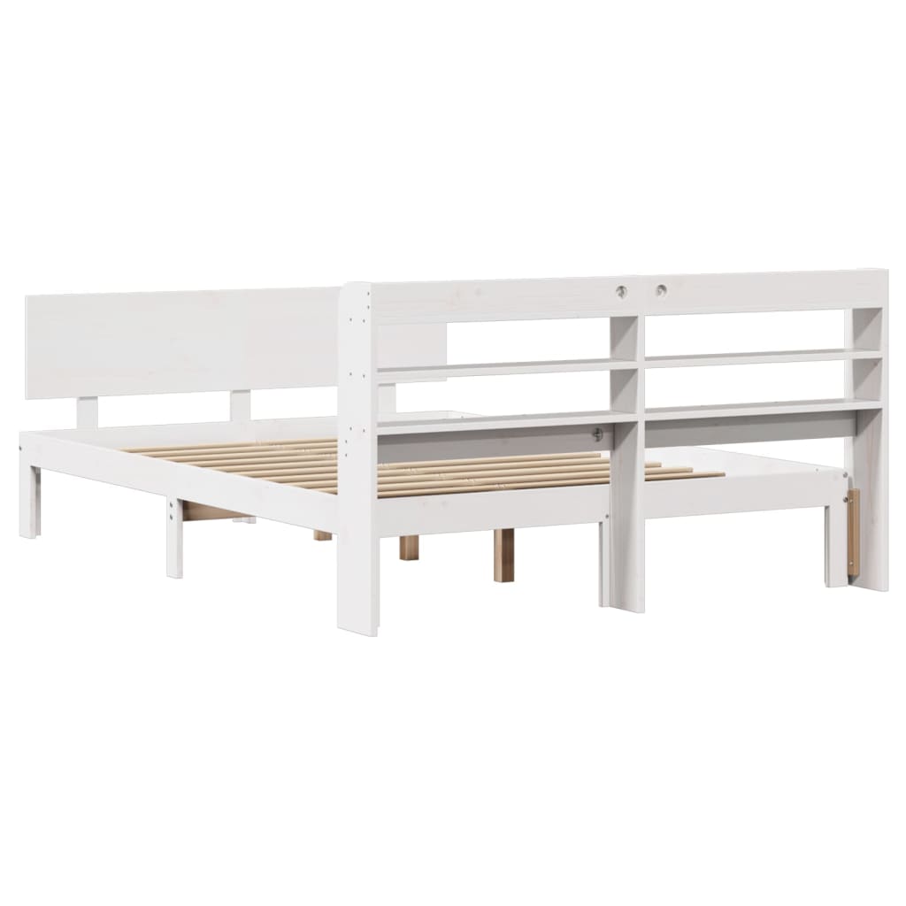Sengeramme Med Hodegavl Hvit 160X200 Cm Heltre Furu
