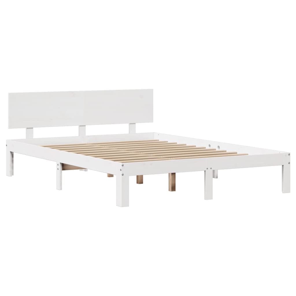Sengeramme Med Hodegavl Hvit 160X200 Cm Heltre Furu