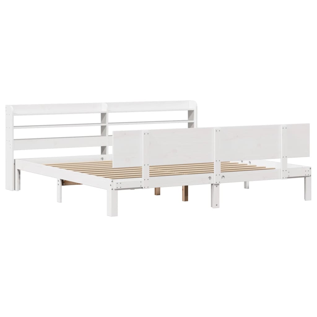 Sengeramme Med Hodegavl Hvit 200X200 Cm Heltre Furu