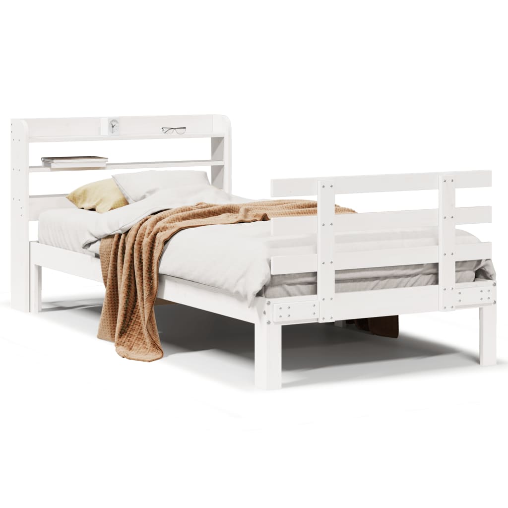 Sengeramme Med Hodegavl Hvit 75X190 Cm Heltre Furu