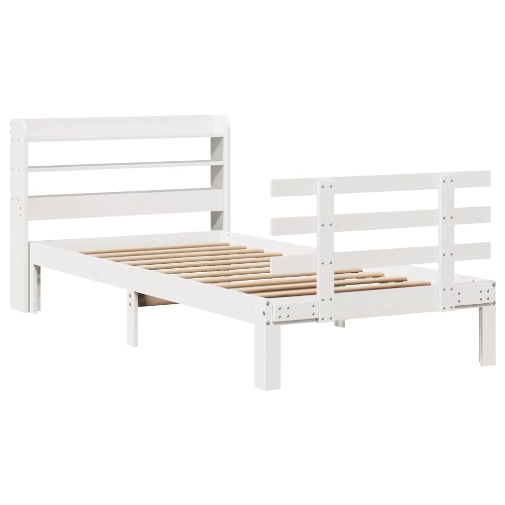 Sengeramme Med Hodegavl Hvit 75X190 Cm Heltre Furu