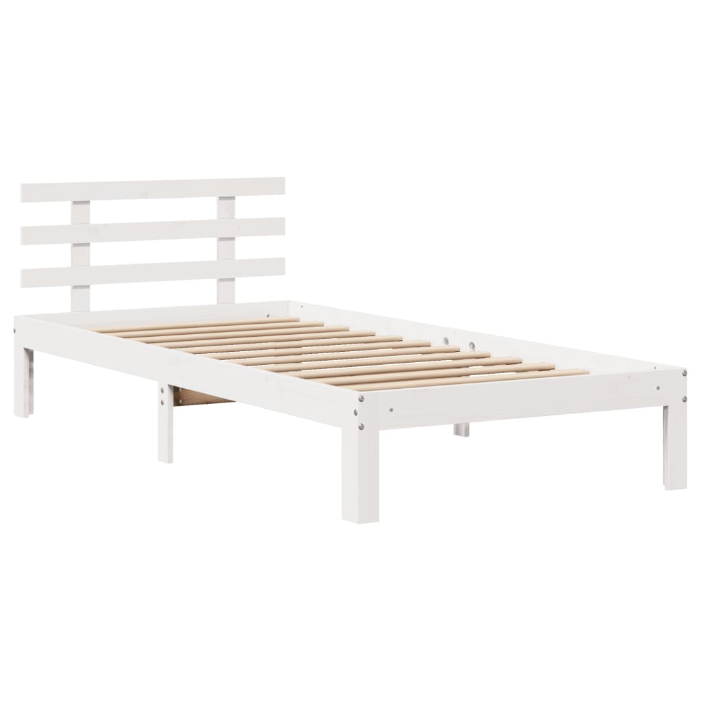 Sengeramme Med Hodegavl Hvit 100X200 Cm Heltre Furu