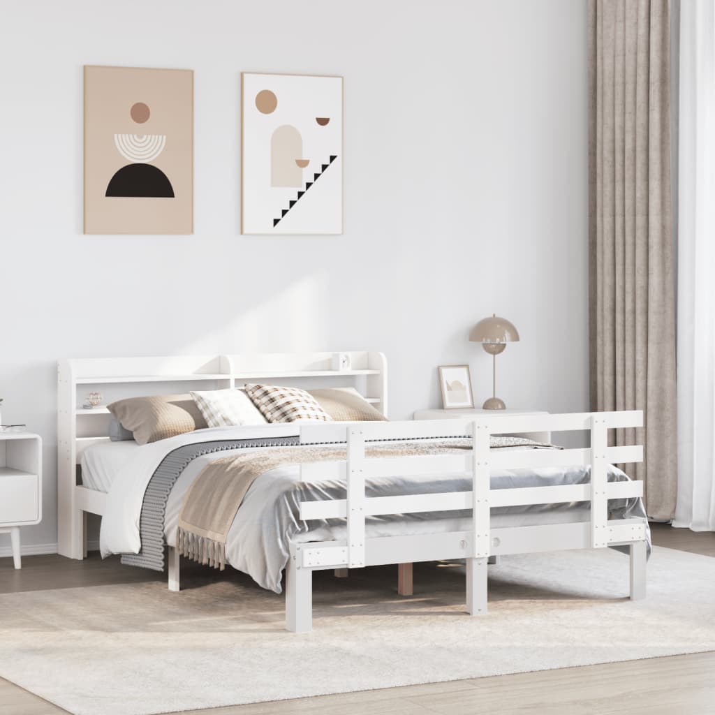 Sengeramme Med Hodegavl Hvit 160X200 Cm Heltre Furu