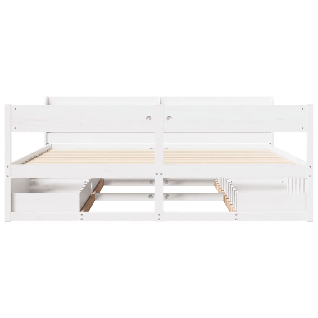 Sengeramme Med Madrass Hvit 200X200 Cm Heltre Furu