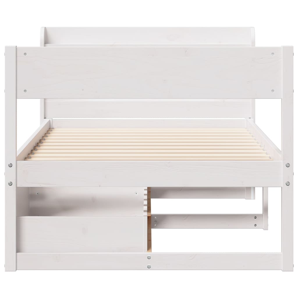 Sengeramme Uten Madrass Hvit 90X200 Cm Heltre Furu
