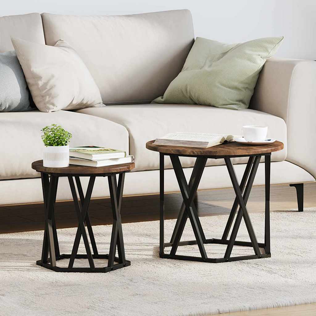Sidetabell 2 Pcs Røkt Eik Konstruksjonsvirke Og Stål