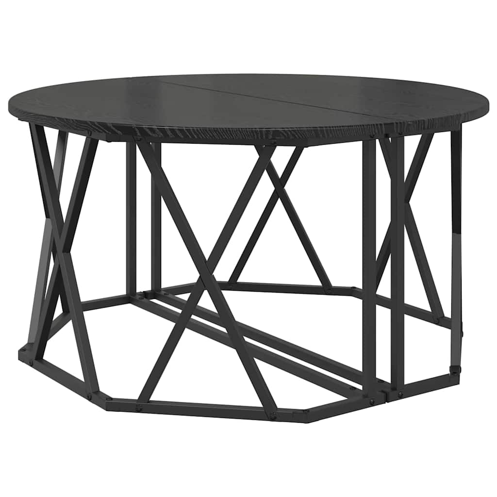 Kaffebord Svart Eik 80 X 80 X 42 Cm Konstruksjonsvirke Og Stål