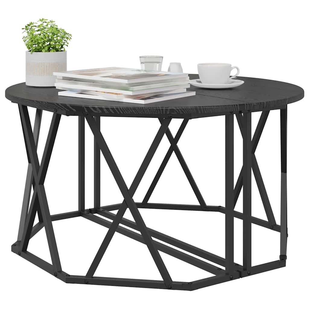 Kaffebord Svart Eik 80 X 80 X 42 Cm Konstruksjonsvirke Og Stål