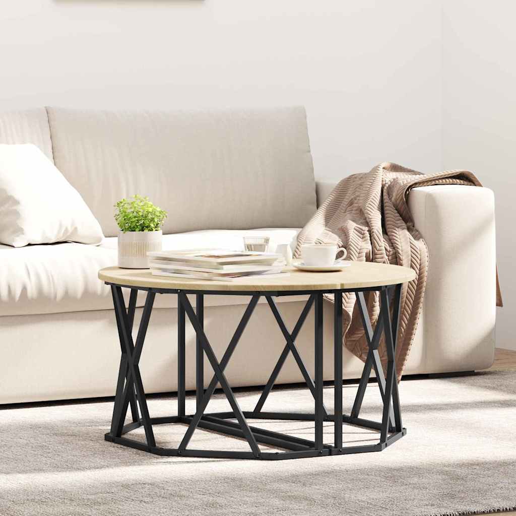 Kaffebord Sonoma Eik 80 X 80 X 42 Cm Konstruksjonsvirke Og Stål