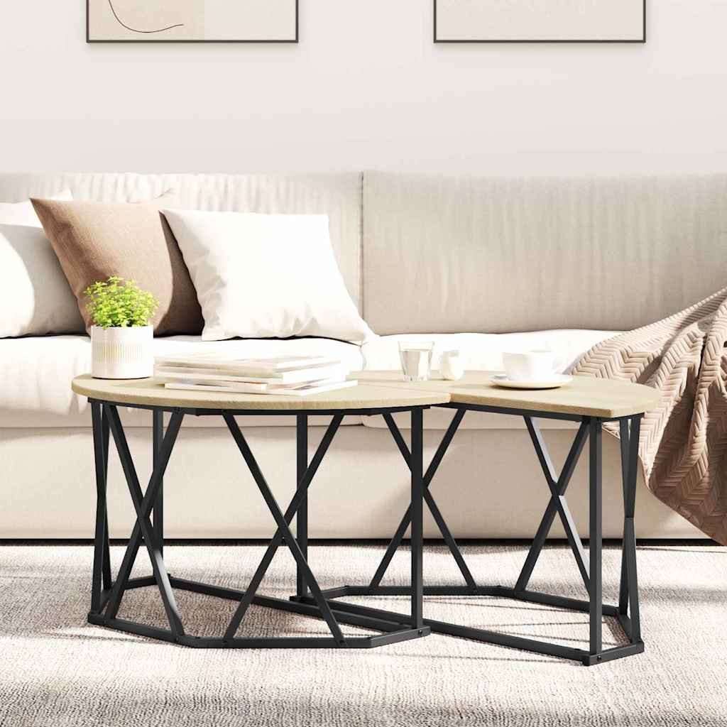 Kaffebord Sonoma Eik 80 X 80 X 42 Cm Konstruksjonsvirke Og Stål