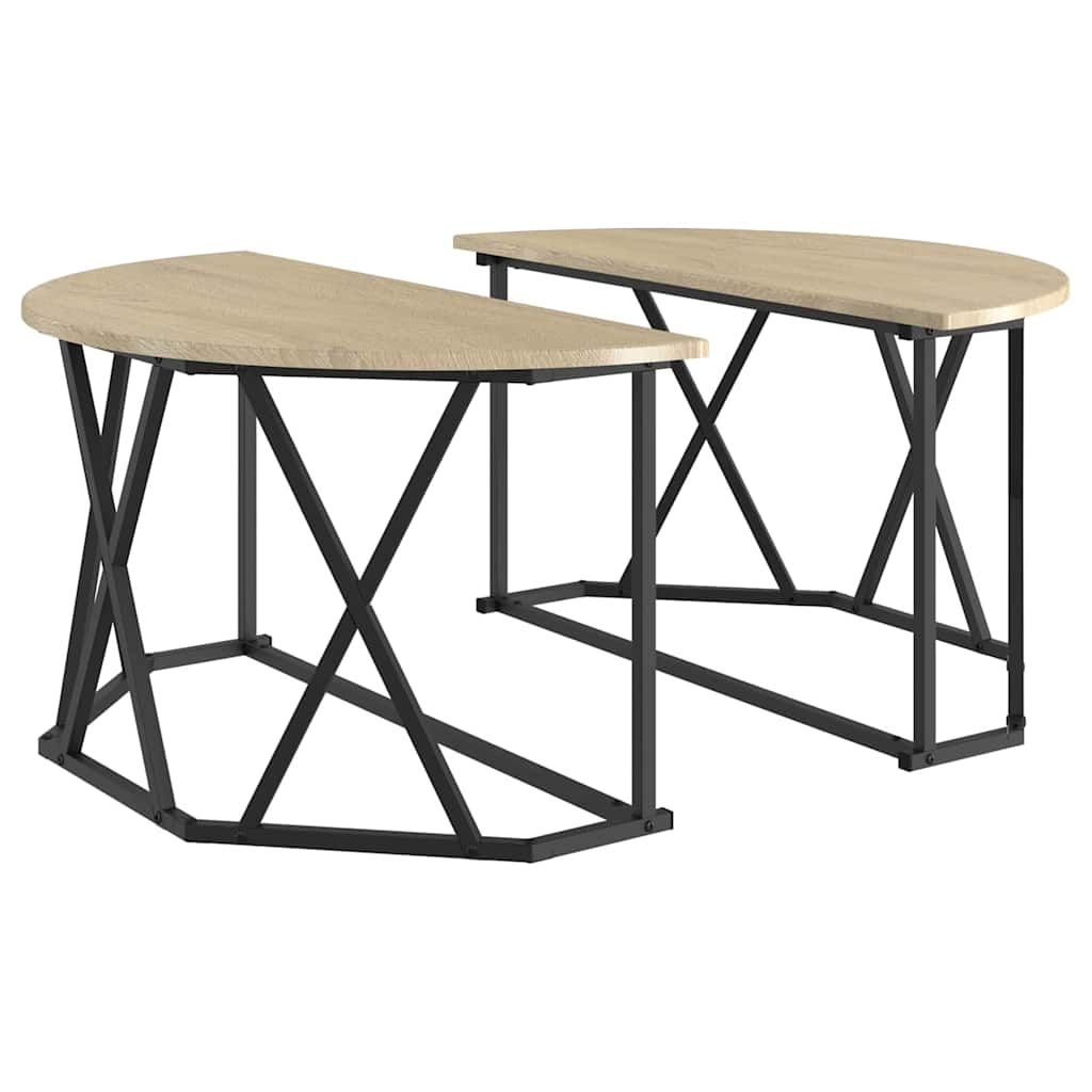 Kaffebord Sonoma Eik 80 X 80 X 42 Cm Konstruksjonsvirke Og Stål