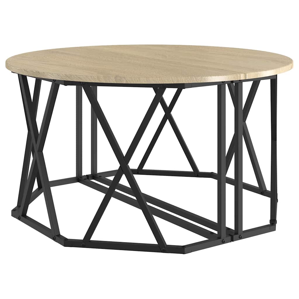 Kaffebord Sonoma Eik 80 X 80 X 42 Cm Konstruksjonsvirke Og Stål