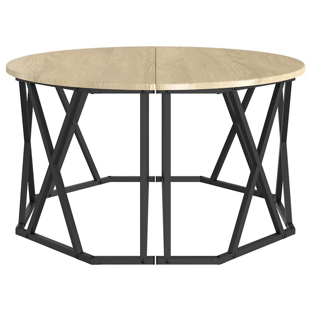 Kaffebord Sonoma Eik 80 X 80 X 42 Cm Konstruksjonsvirke Og Stål