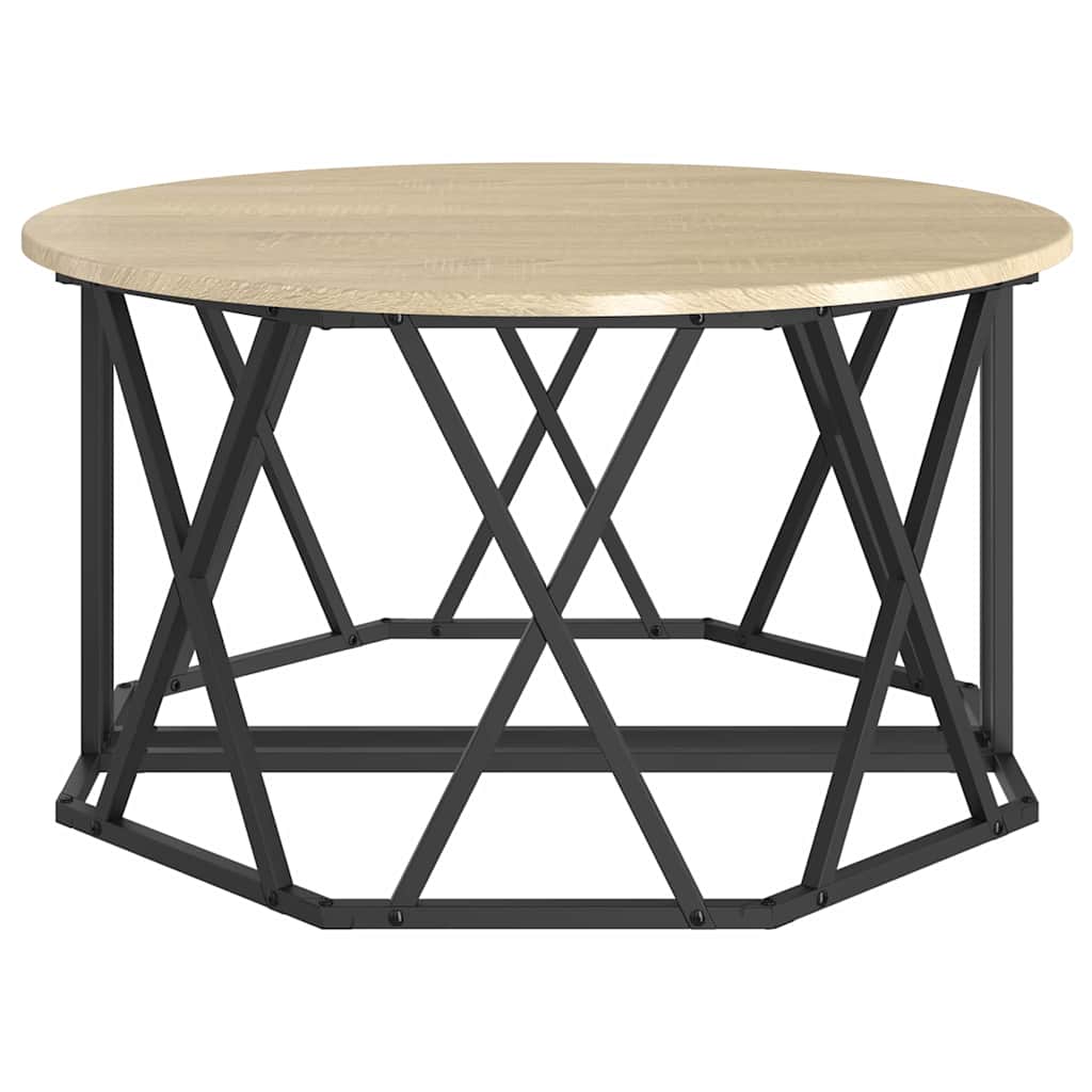 Kaffebord Sonoma Eik 80 X 80 X 42 Cm Konstruksjonsvirke Og Stål