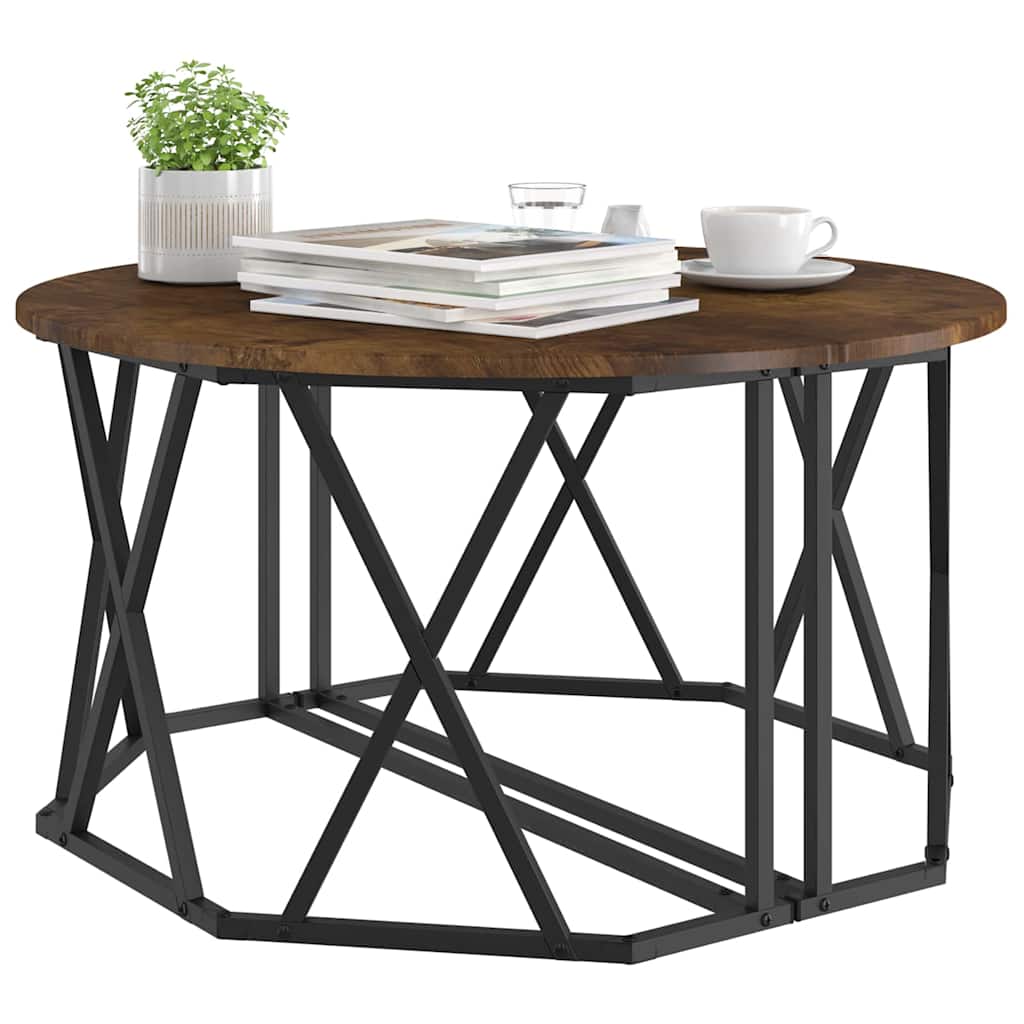 Kaffebord Røkt Eik 80 X 80 X 42 Cm Konstruksjonsvirke Og Stål