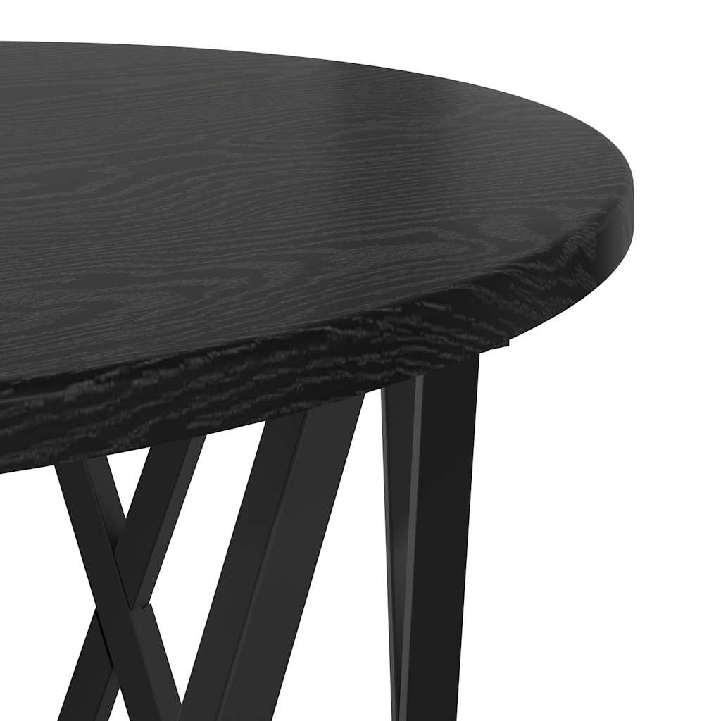 Kaffebord 2 Pcs Svart Eik Konstruksjonsvirke Og Stål
