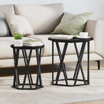 Kaffebord 2 Pcs Svart Eik Konstruksjonsvirke Og Stål