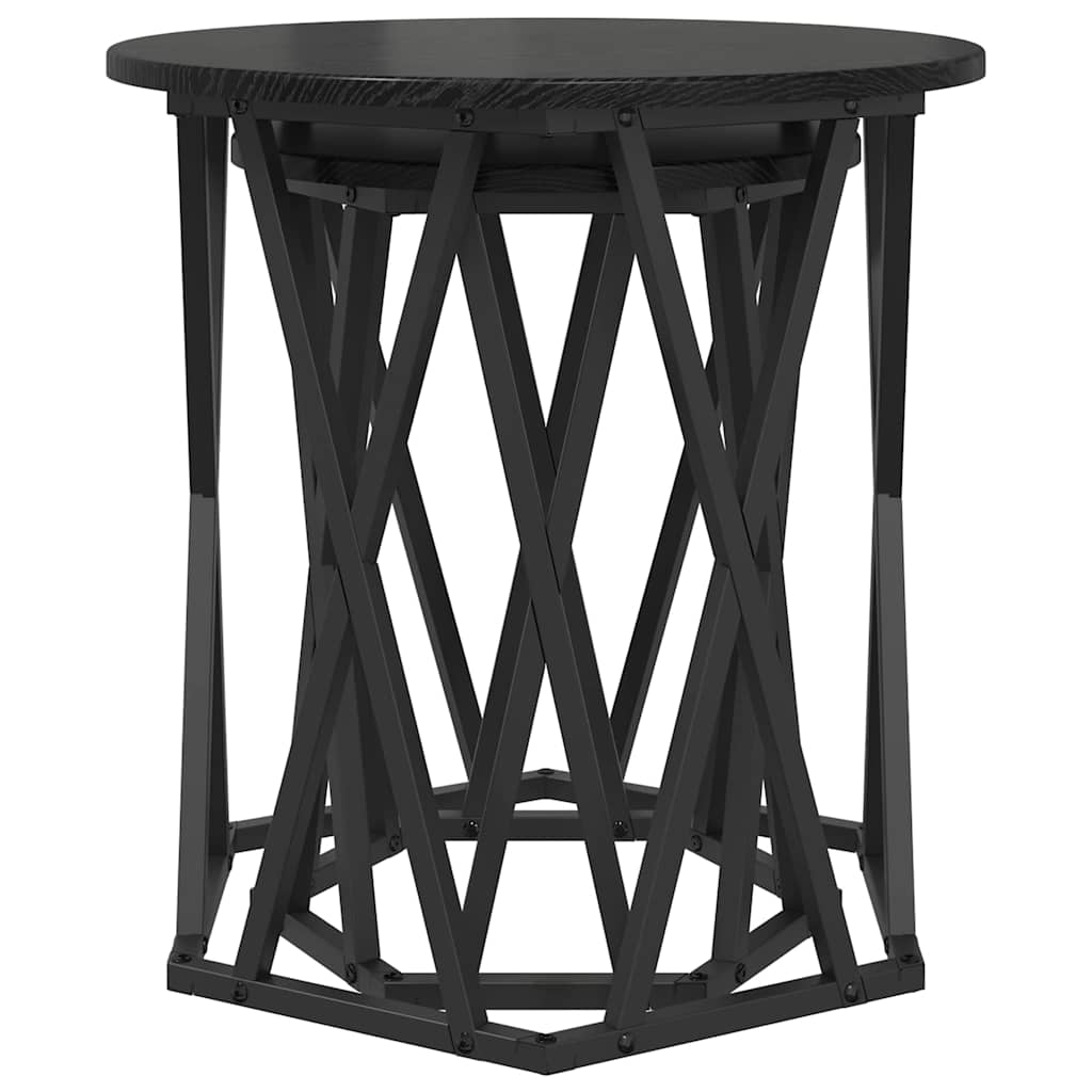 Kaffebord 2 Pcs Svart Eik Konstruksjonsvirke Og Stål