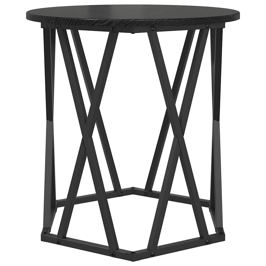 Kaffebord 2 Pcs Svart Eik Konstruksjonsvirke Og Stål