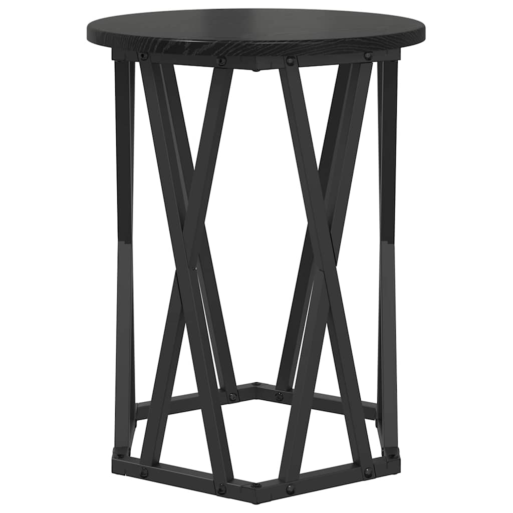 Kaffebord 2 Pcs Svart Eik Konstruksjonsvirke Og Stål