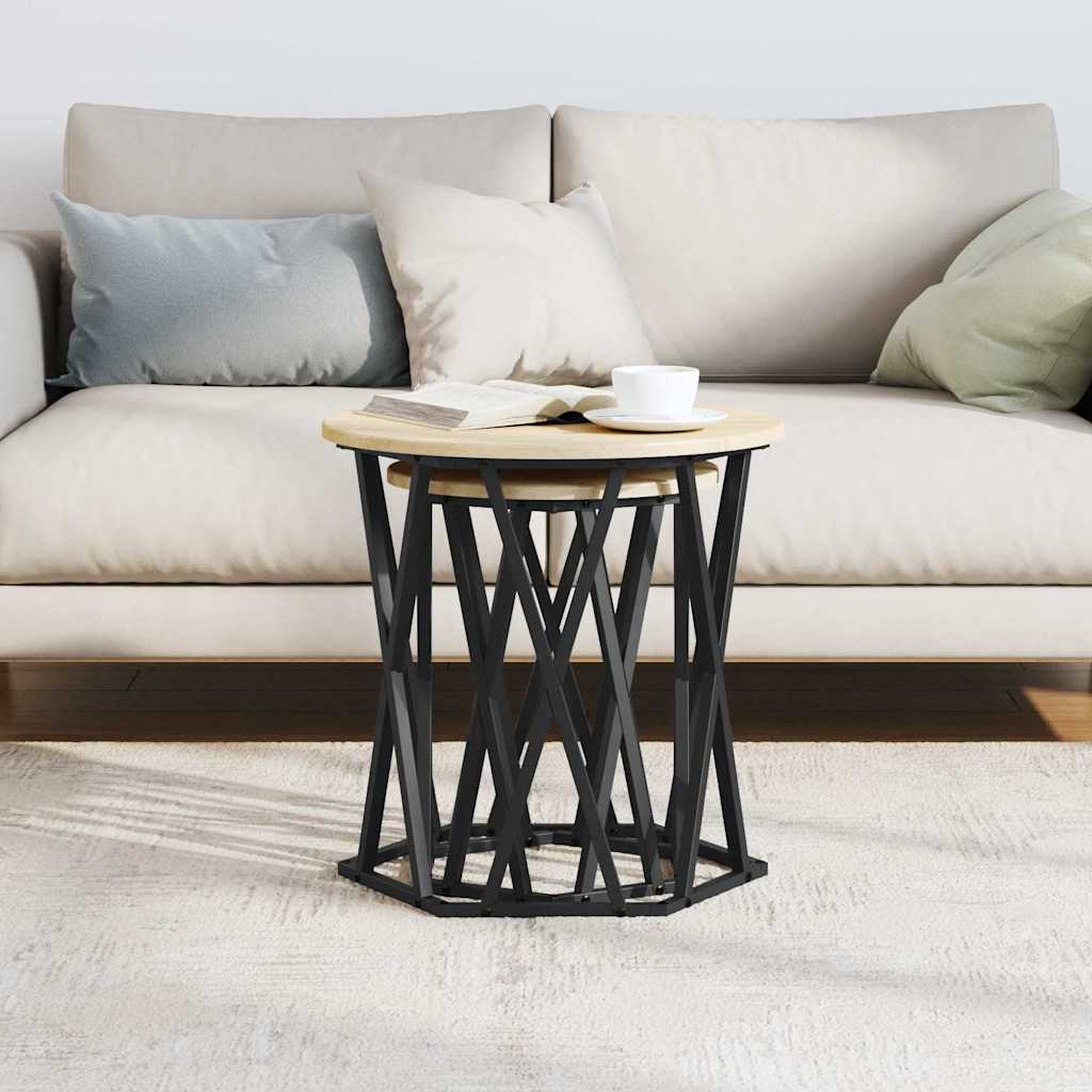Kaffebord 2 Pcs Sonoma Eik Konstruksjonsvirke Og Stål