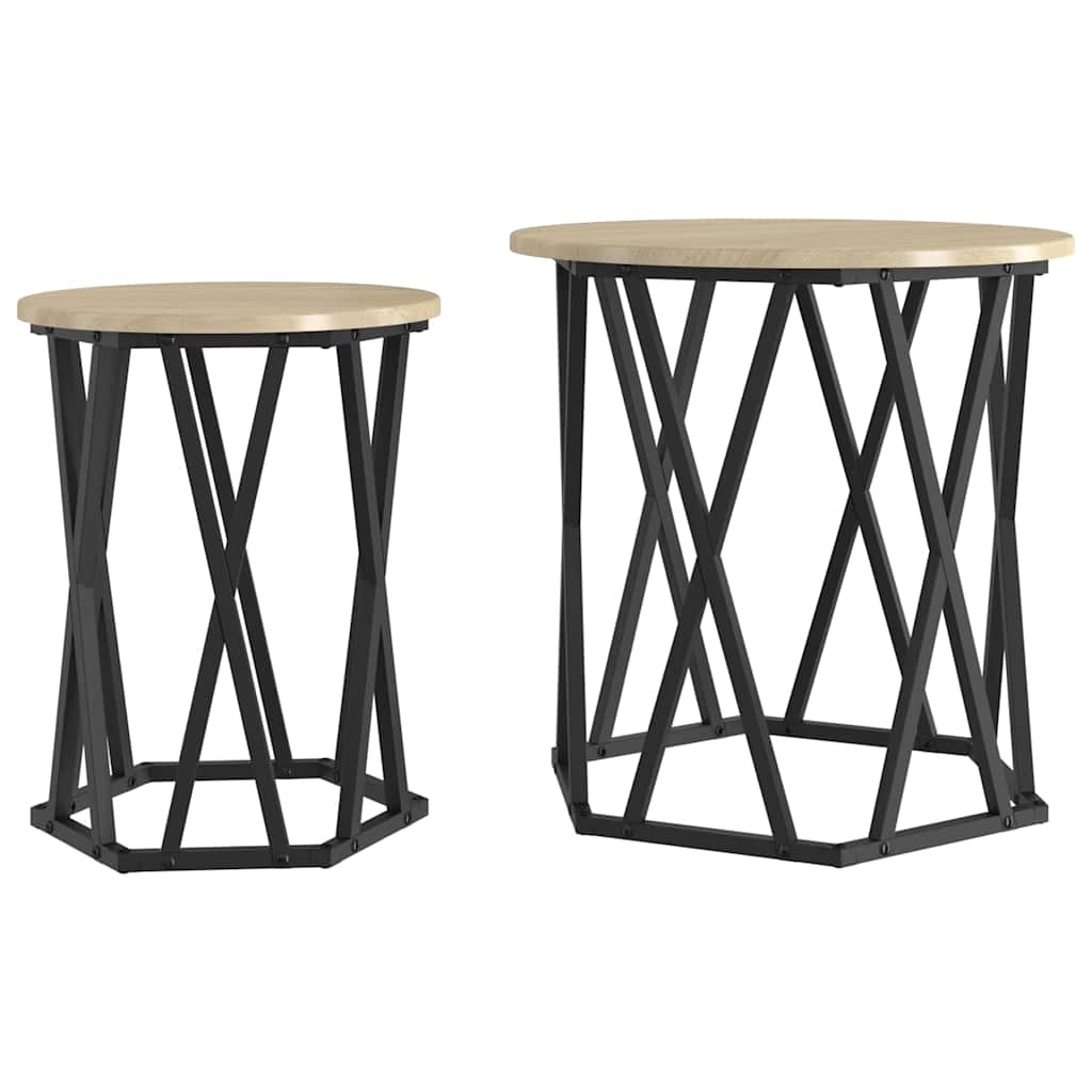Kaffebord 2 Pcs Sonoma Eik Konstruksjonsvirke Og Stål