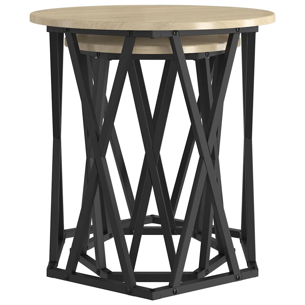 Kaffebord 2 Pcs Sonoma Eik Konstruksjonsvirke Og Stål