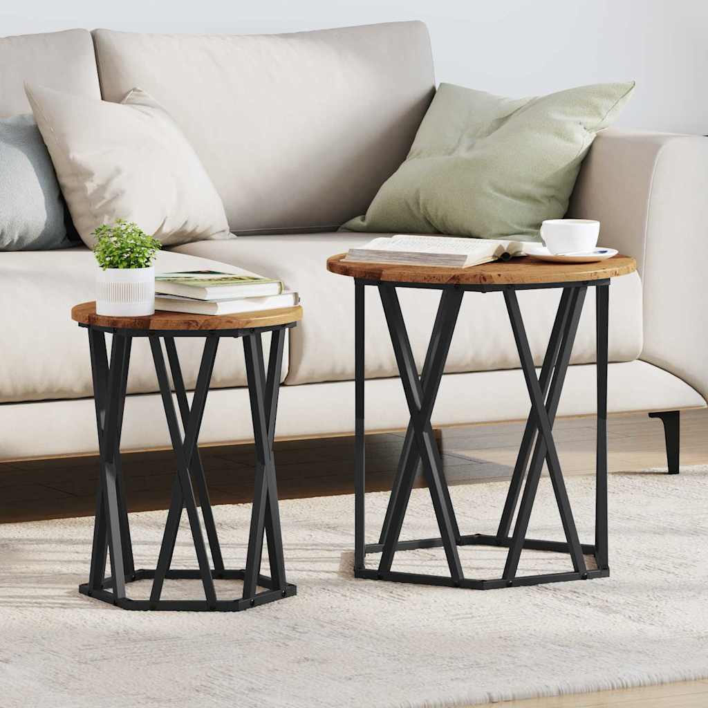 Kaffebord 2 Pcs Gamle Tre Konstruksjonsvirke Og Stål