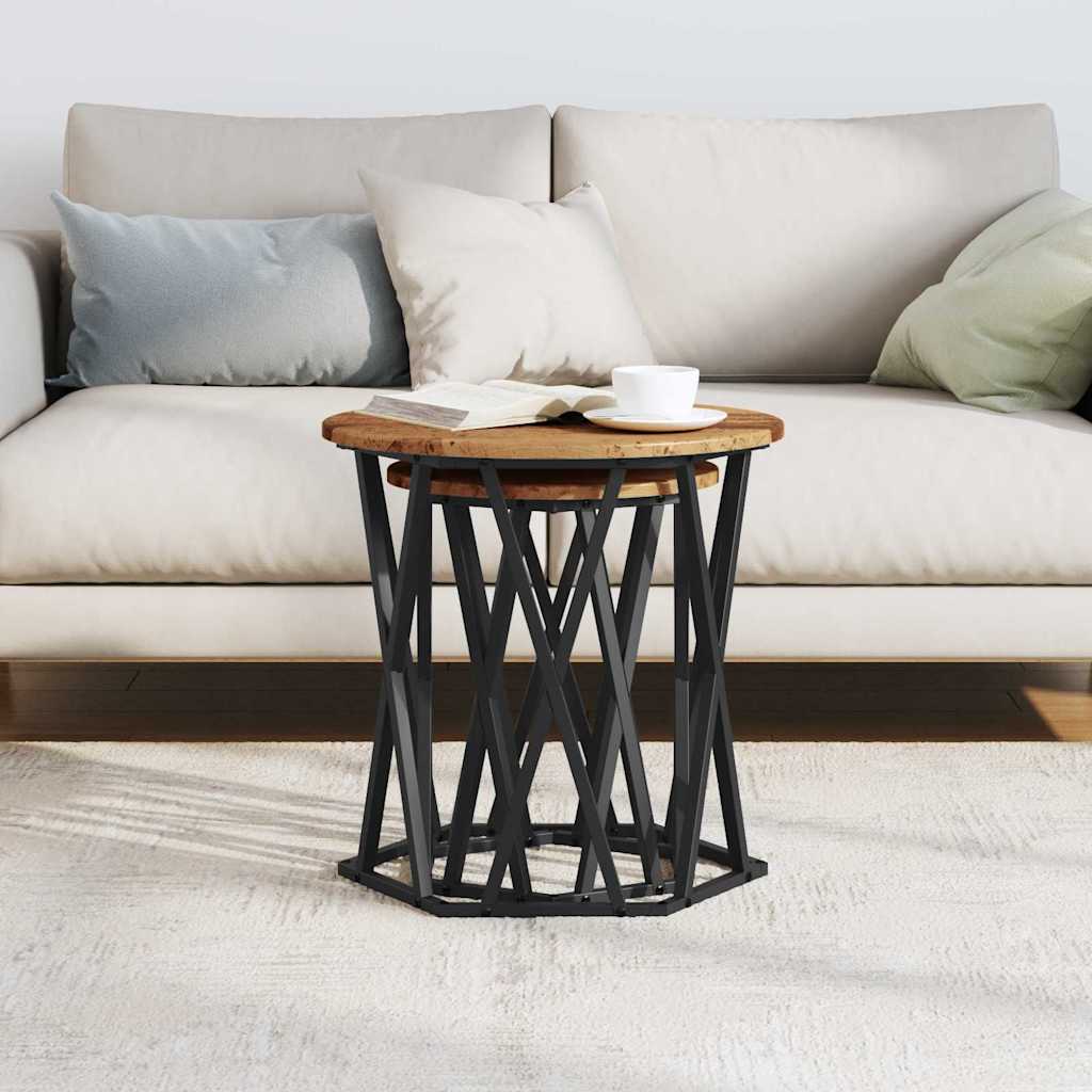 Kaffebord 2 Pcs Gamle Tre Konstruksjonsvirke Og Stål