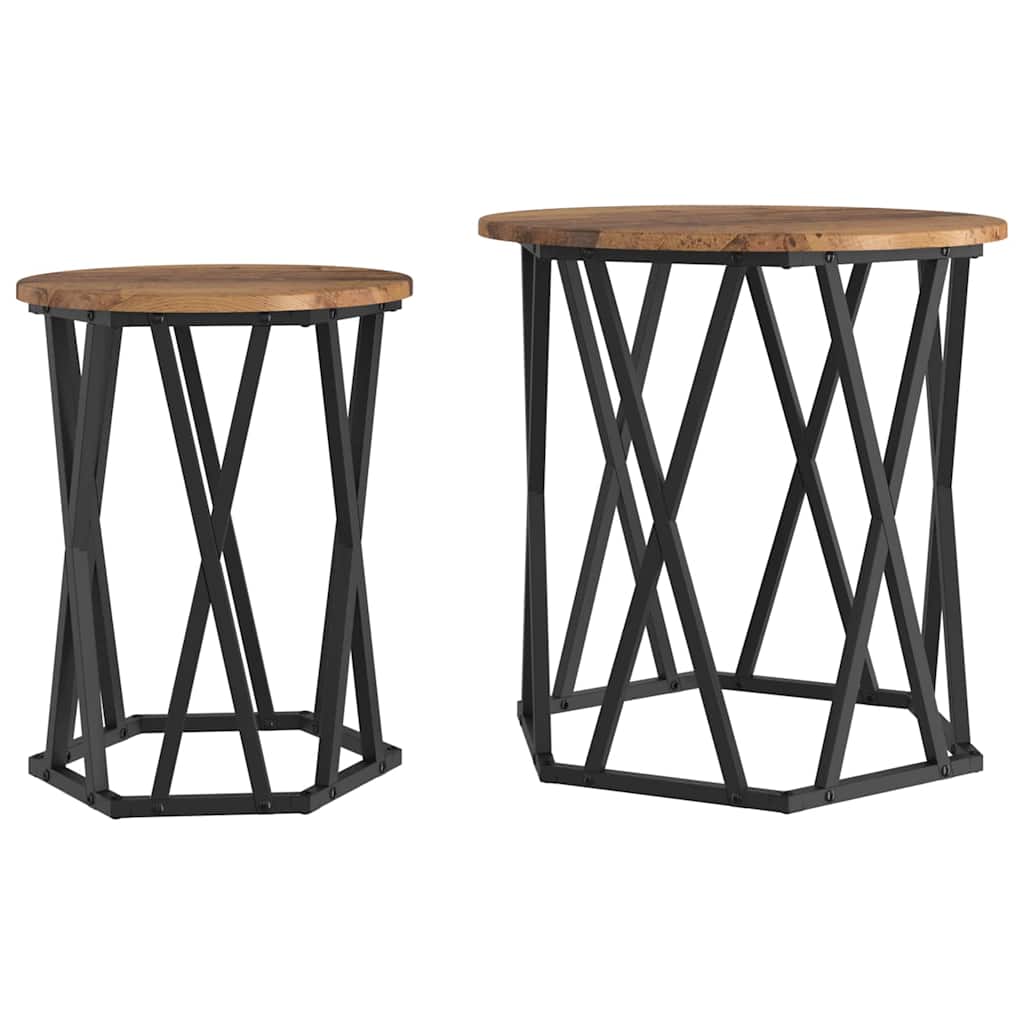 Kaffebord 2 Pcs Gamle Tre Konstruksjonsvirke Og Stål