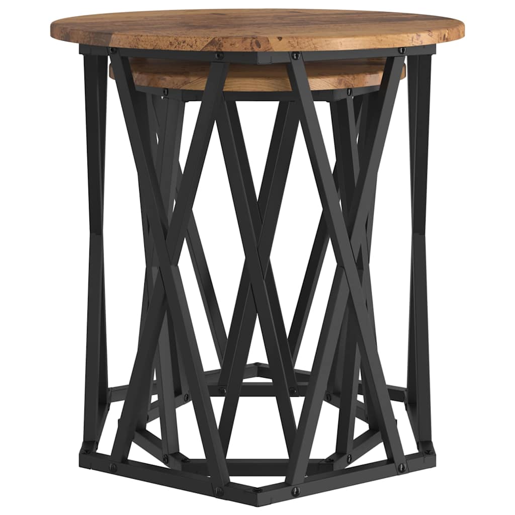 Kaffebord 2 Pcs Gamle Tre Konstruksjonsvirke Og Stål