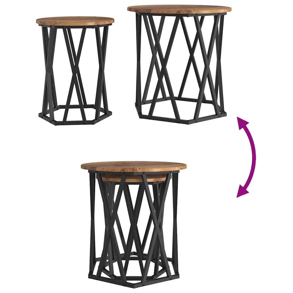 Kaffebord 2 Pcs Gamle Tre Konstruksjonsvirke Og Stål