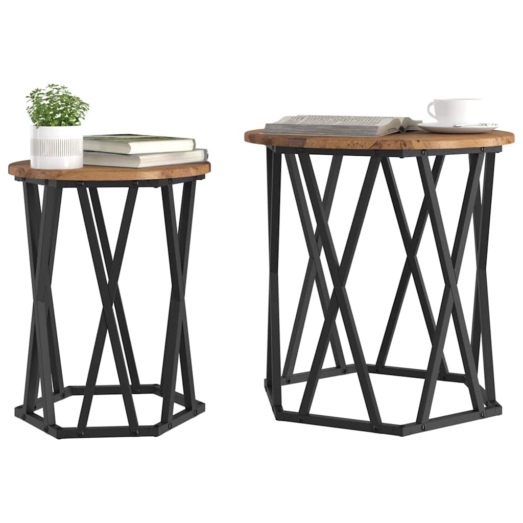 Kaffebord 2 Pcs Gamle Tre Konstruksjonsvirke Og Stål