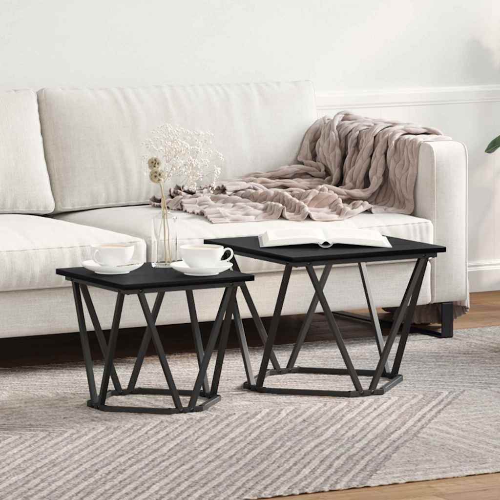Sidebordssett 2 Pcs Svart Eik 50 X 50 X 40 Cm