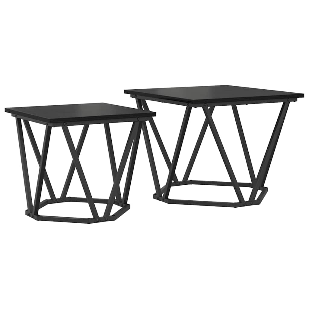 Sidebordssett 2 Pcs Svart Eik 50 X 50 X 40 Cm
