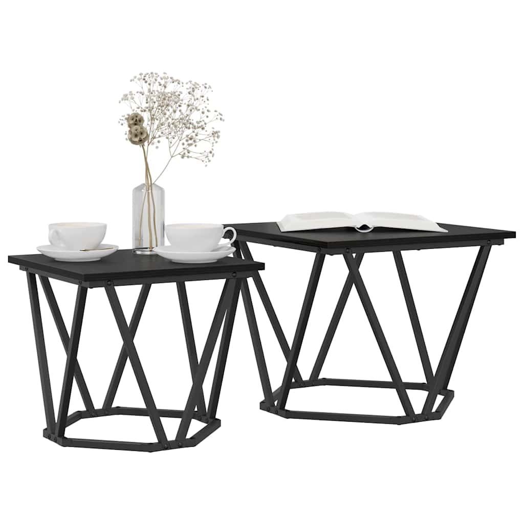 Sidebordssett 2 Pcs Svart Eik 50 X 50 X 40 Cm