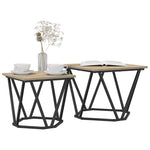 Sidebordssett 2 Pcs Sonoma Eik Konstruksjonsvirke Og Stål