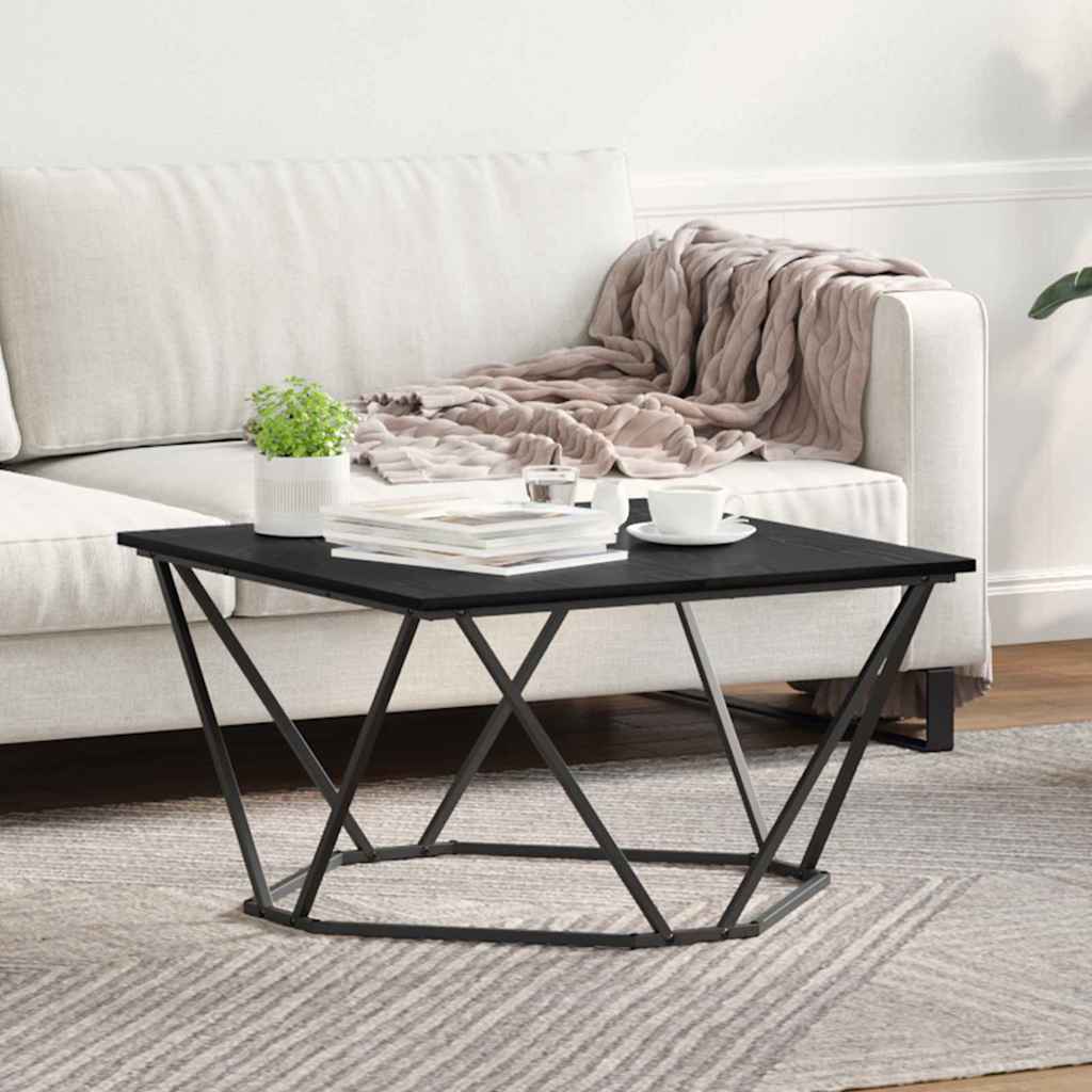 Kaffebord Svart Eik 80 X 80 X 45 Cm Konstruksjonsvirke Og Stål