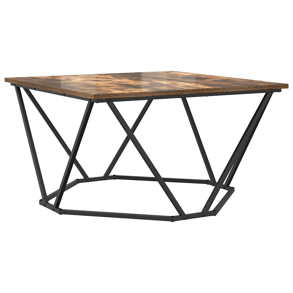 Kaffebord Røkt Eik 80 X 80 X 45 Cm Konstruksjonsvirke Og Stål